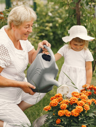 Elderly woman gardening